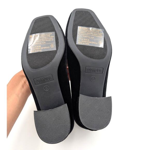 Top Moda Elba Square Toe Heel Pump Velvet Bow Front Black Size US8 EU39 - Picture 7 of 9